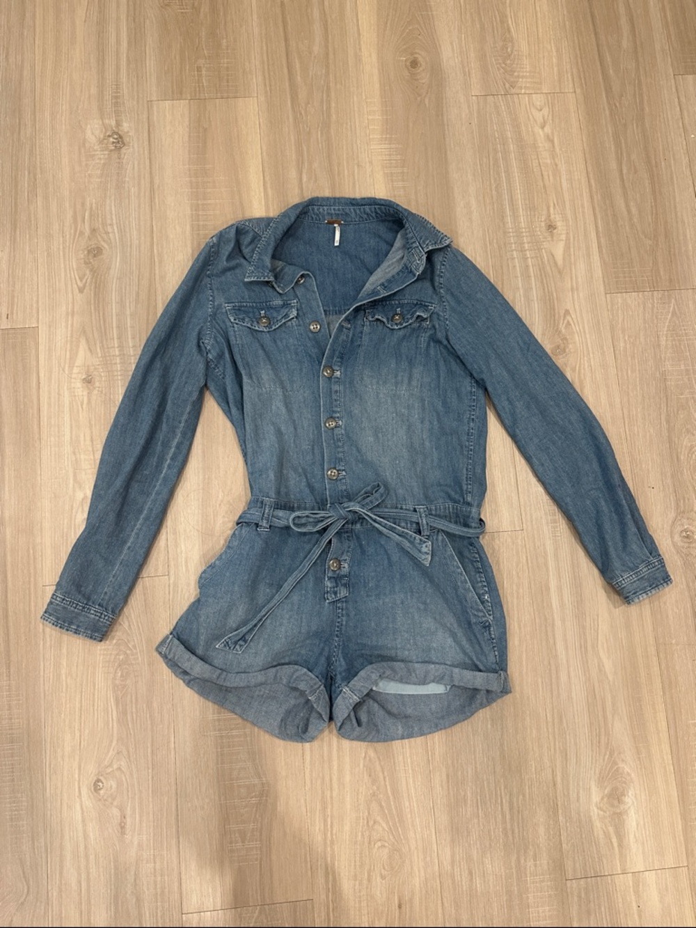 Free people Denim Long-Sleeve Romper